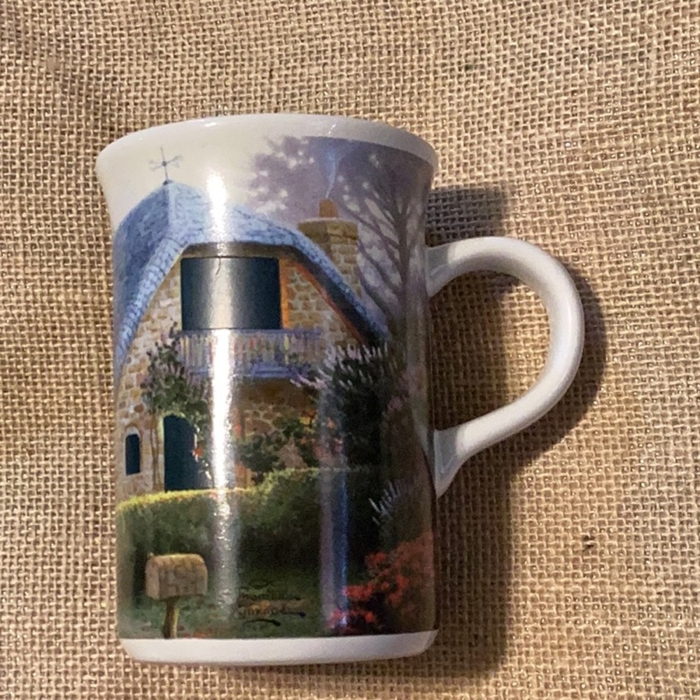 Lilac cottage mug oil painted